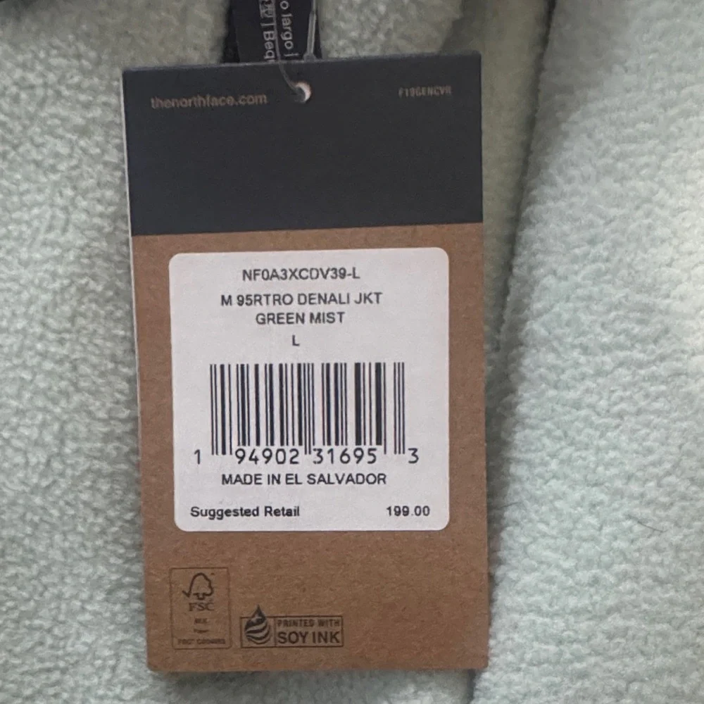 The North Face Mens 1995 Retro Green Mist Denali Jacket size large - Picture 2 of 12